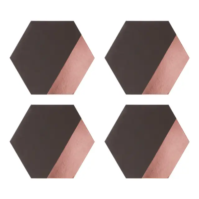 Geome Set of 4 Dipped Grey And Rose Gold Placements
