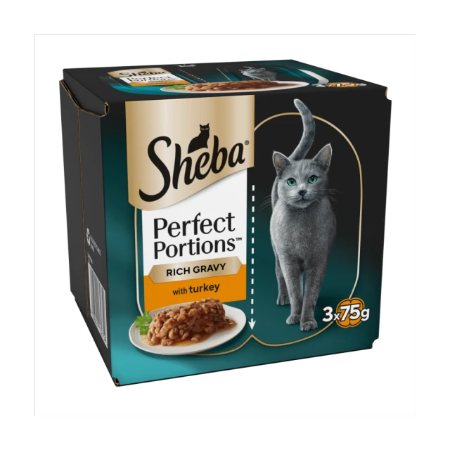 SHEBA PERFECT PORTIONS Adult Wet Cat Food Turkey Chunks 6 x 37.5g Tray