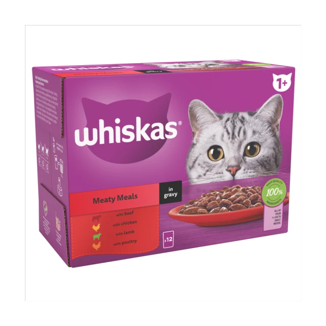 Whiskas 1+ Meaty Meals in Gravy 12 x 85g (1.02kg)