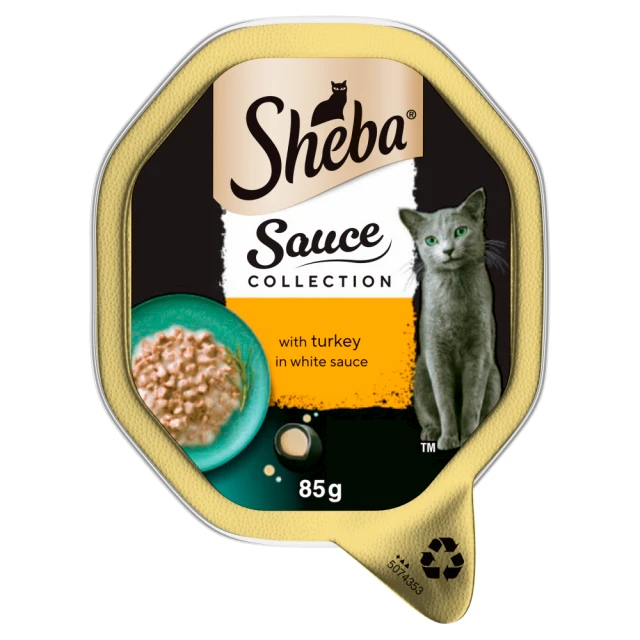 Sheba Sauce Collection Adult Cat Food Tray with Turkey in White Sauce 85g