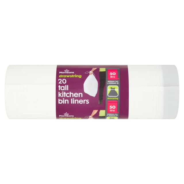 Morrisons Drawstring 2 Tall Kitchen Bin Liners 5L