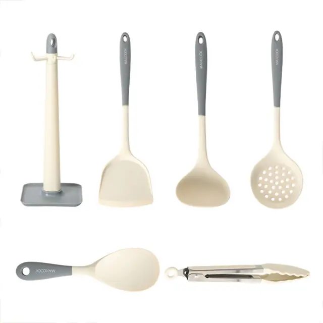 Maxcook Set of 6pcs Kitchen Silicone Utensils White Grey MCCU1303