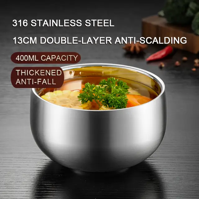 Maxcook Set of 2pcs 316LSS Double Wall Insulated Bowls 13cm MCWA4756