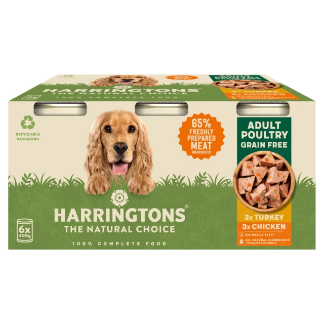 Harringtons Poultry Wet Dog Food Cans Multi Pack 6 x 400g