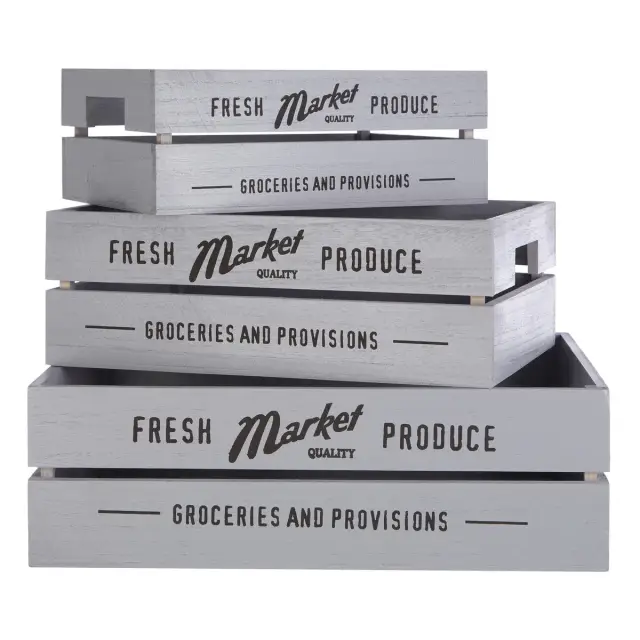 Set of 3 Rustic Provisions Grey Crates